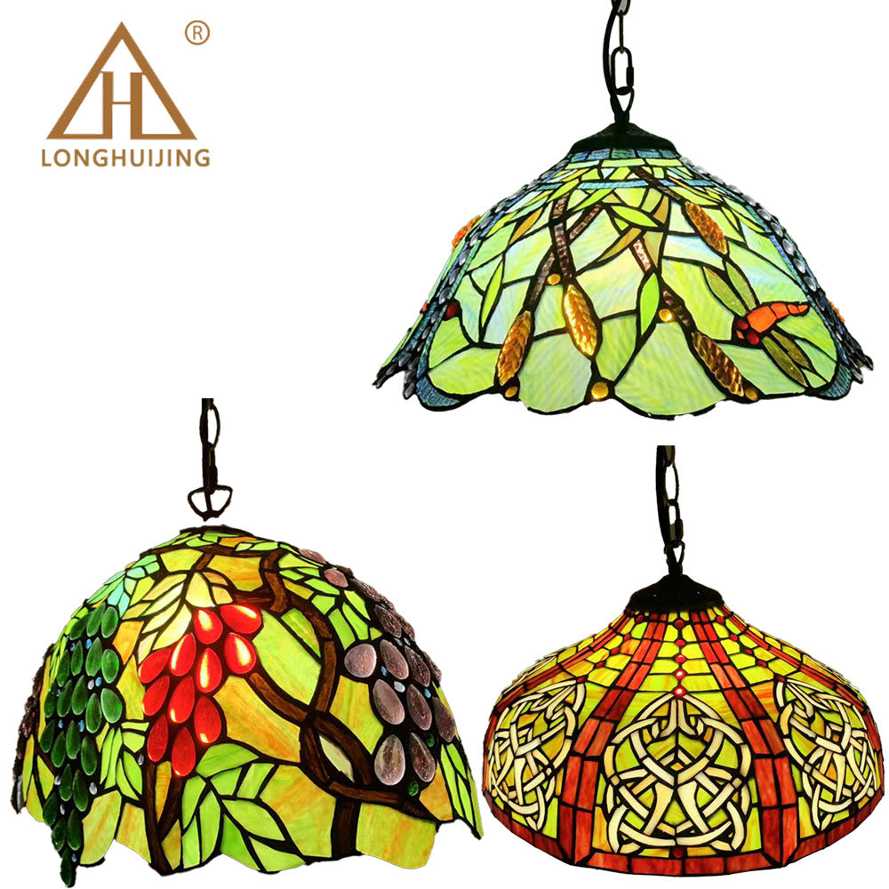 汇璟蒂凡尼欧式美式田园复杂餐厅精致造型精美大英寸吊灯色彩丰富